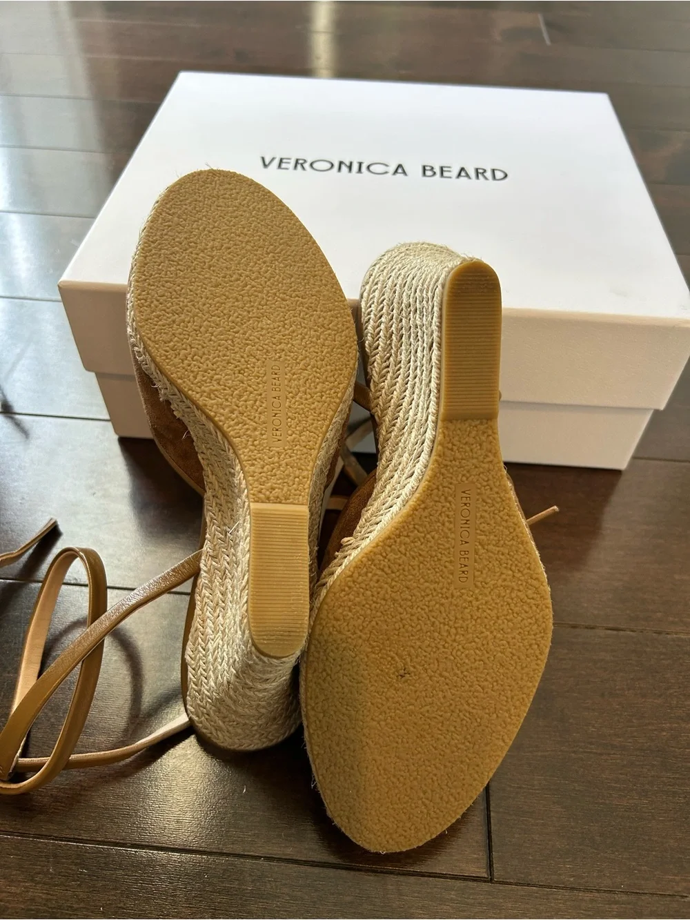 Veronica Beard Pasina Wedge Espadrille Peep-Toe Sandals - worn once inside